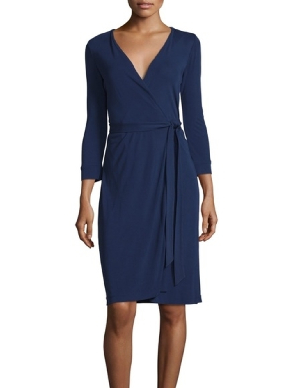 Diane Von Furstenberg Navy Long-Sleeve Wrap Dress Julian